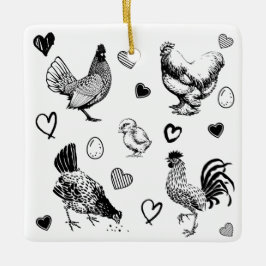Collage of Niedlich Chickens Keramikornament