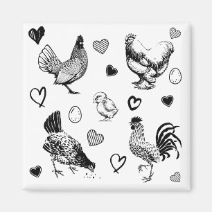 Collage of Niedlich Chickens Magnet