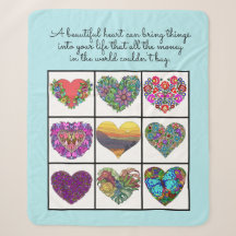 Collage of Painted Hearts (light blue), with Quote