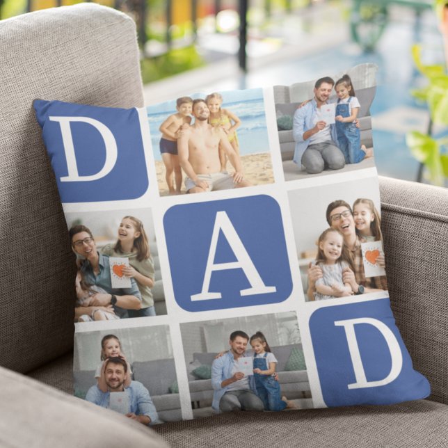 Collage of photos of children, Gift for Dad Kissen (Von Creator hochgeladen)