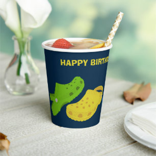 Collage of Plastic Shoes Navy Blue Birthday Party Pappbecher