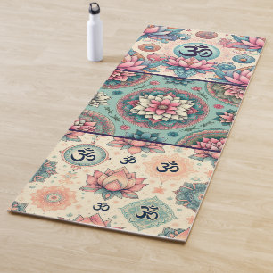 Collage of Turquoise and peach Mandalases Yogamatte