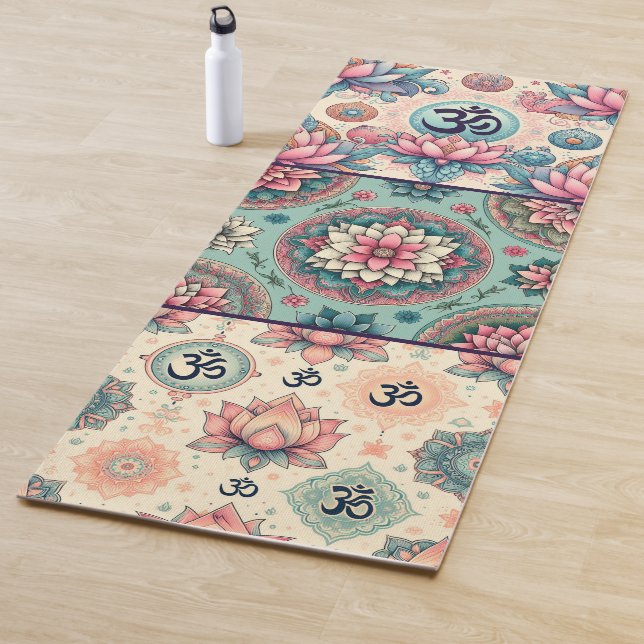 Collage of Turquoise and peach Mandalases Yogamatte (Beispiel)