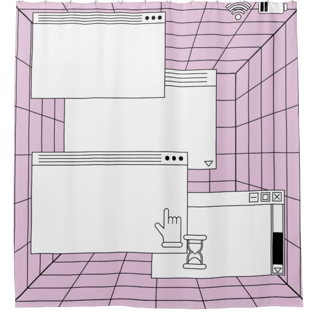Collage of user interface elements. Cyberpunk und  Duschvorhang (Vorderseite)