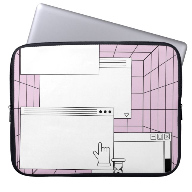 Collage of user interface elements. Cyberpunk und Laptopschutzhülle (Vorderseite)