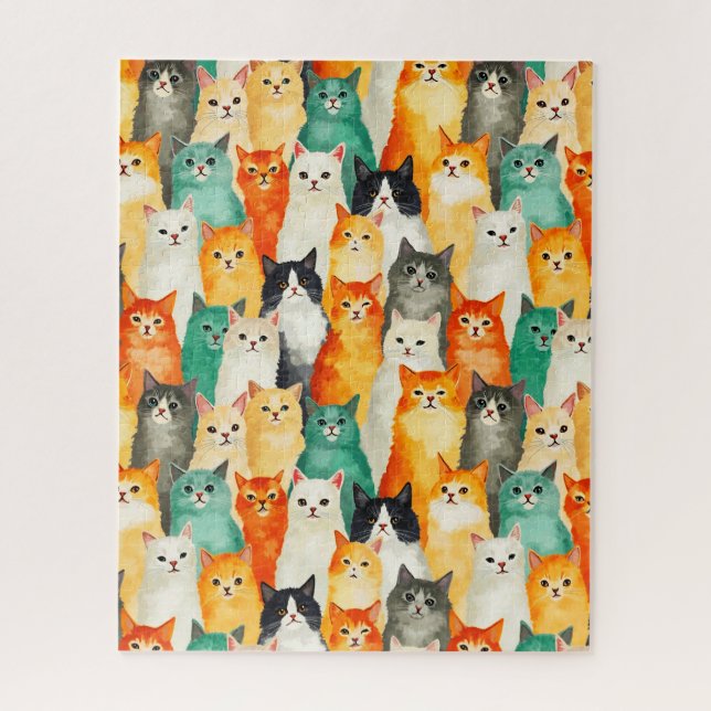 Collage of Watercolor Cats Pattern (Vertikal)