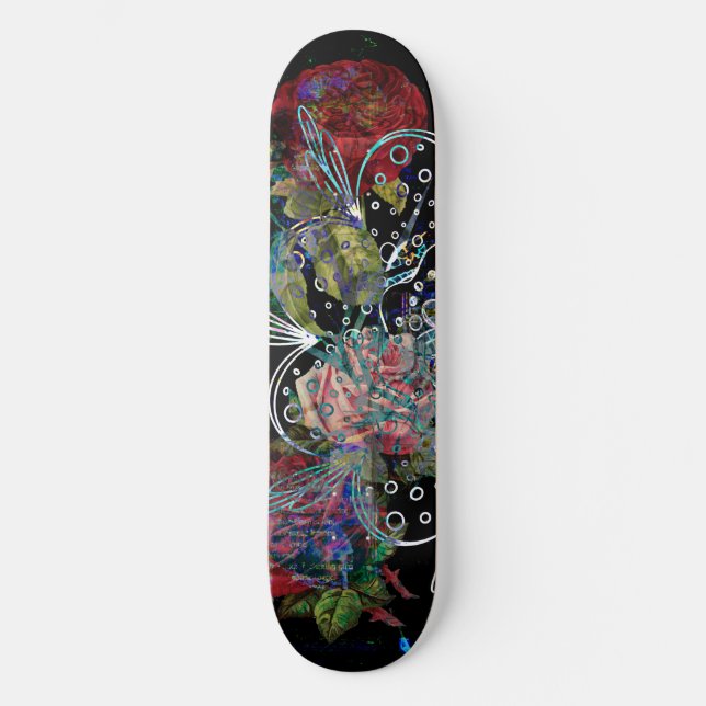 Collage Oüberlappende Rose Mehrere Designs Skatebo Skateboard (Vorderseite)