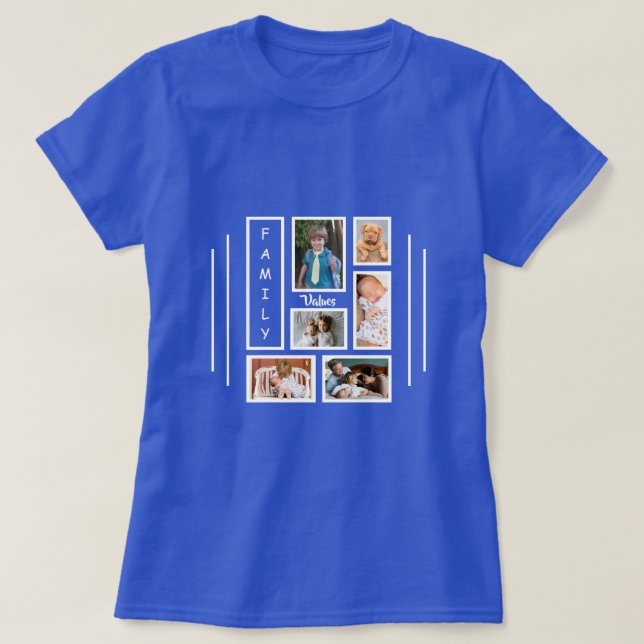 Collage Overlay für Familienfotografie Personalisi T-Shirt (Design vorne)