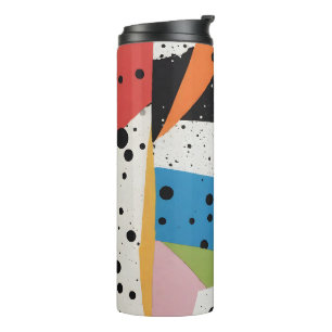 Collage Paper Black Dots Thermosbecher