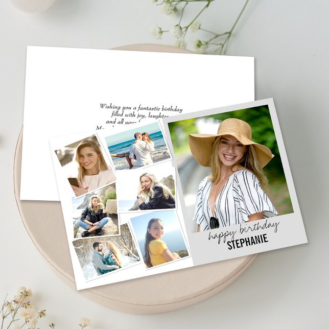 Collage photo Anniversaire Carte de voeux personna (Personalize the collage birthday greeting card to create a special keepsake for your loved one!)
