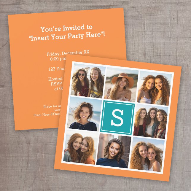 Collage photo avec invitation à une fête d'anniver (Photo Collage - Friend Birthday Party)