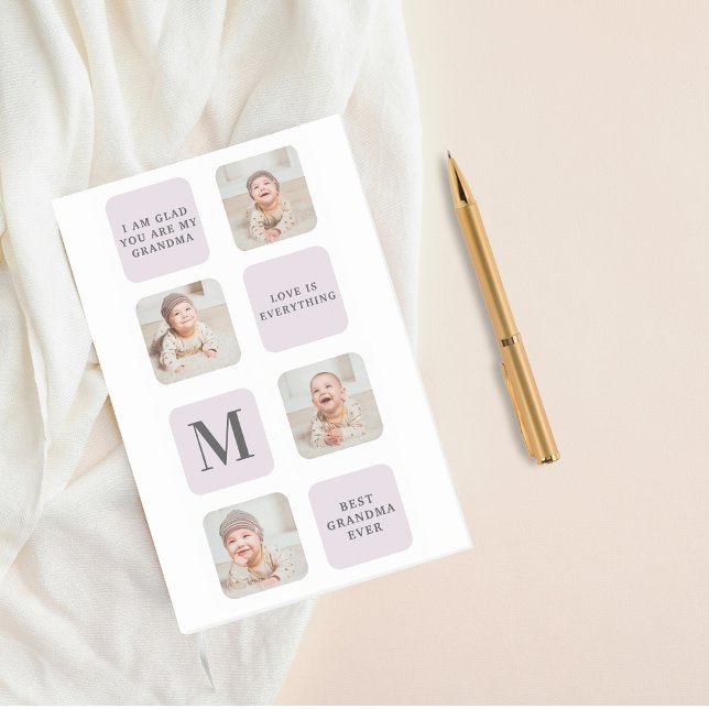Collage Photo & Best Grandma Ever Best Purple Gift Post-it Klebezettel (Von Creator hochgeladen)