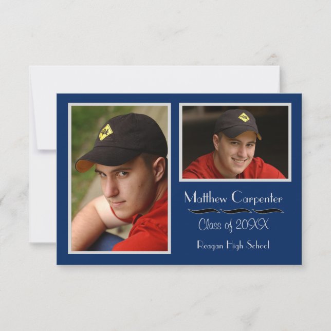 Collage photo bleu et gris 2 -3x5 Grad Faire-part (Devant)