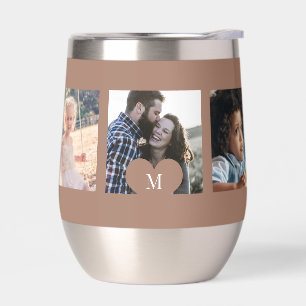 Collage photo coeur personnalisé monogramme brun