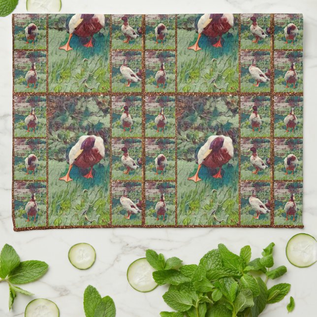 Collage photo de canard, serviette de toilette (Plié)