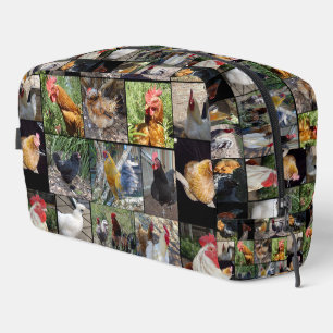 Collage photo de coq de poulet, Sac de toilette