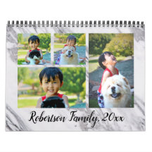 Collage photo en marbre moderne Calendrier mensuel