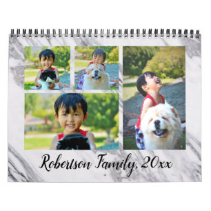 Collage photo en marbre moderne Calendrier mensuel