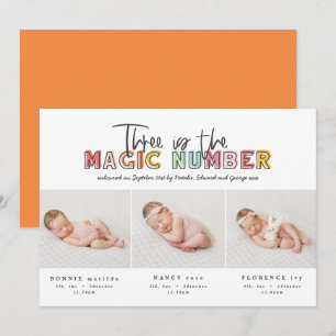 Collage photo faire-part de naissance triplet mode