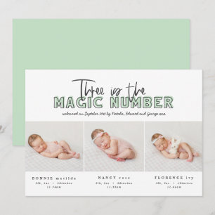 Collage photo faire-part de naissance triplet mode