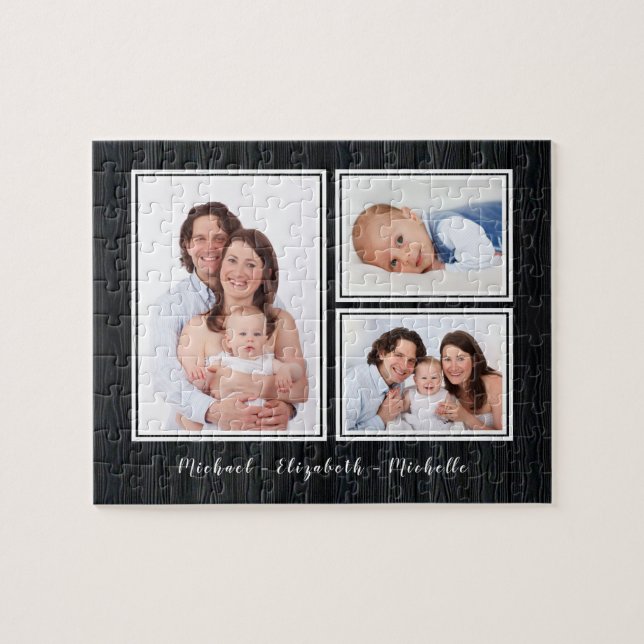 Collage Photo Famille Votre Nom Jigsaw Puzzle (Horizontal)