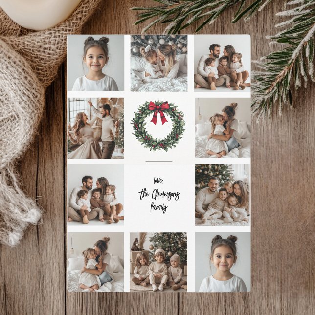Collage Photo Joyeux Noël Carte | Nom de famille (Créateur téléchargé)