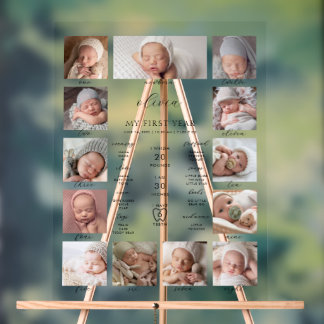 Collage photo minimaliste de 1er anniversaire