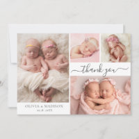 Collage Photo Moderne Filles Jumelles Bébé Merci