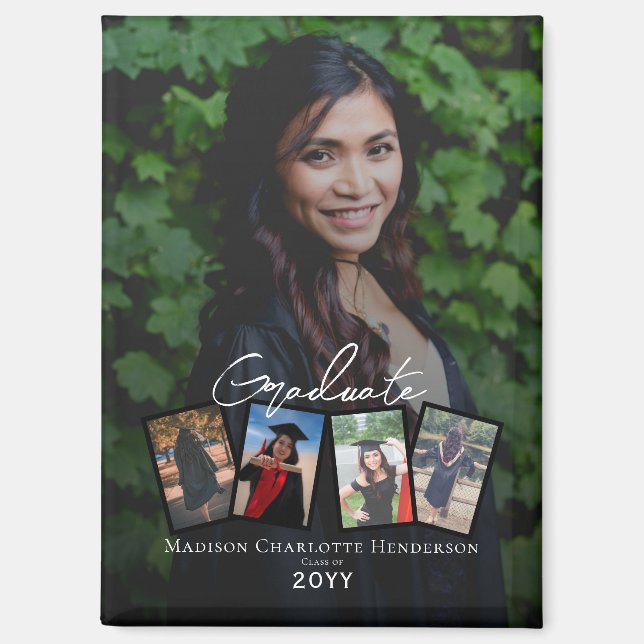 Collage photo moderne Graduation Keepsaké Magnet (Recto)