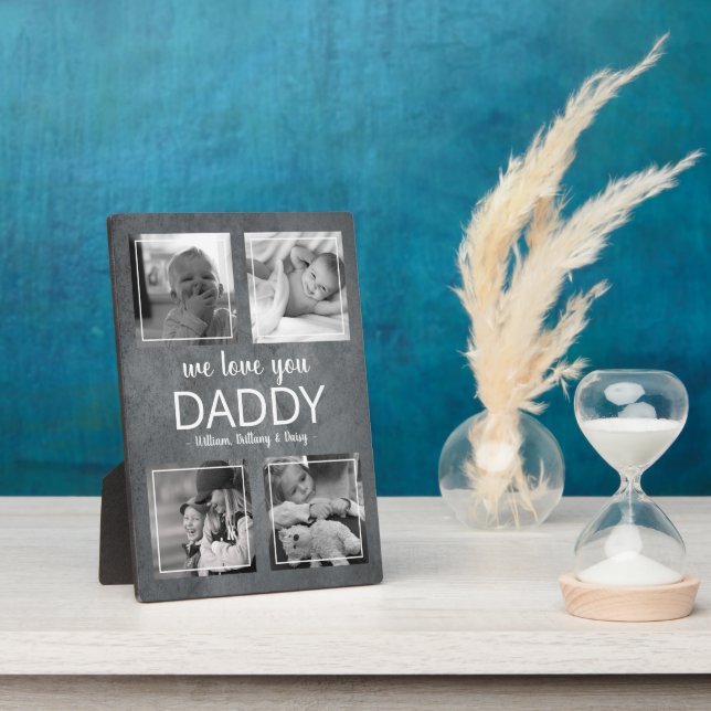 Collage photo moderne | We Love You Daddy Plaque (Côté)