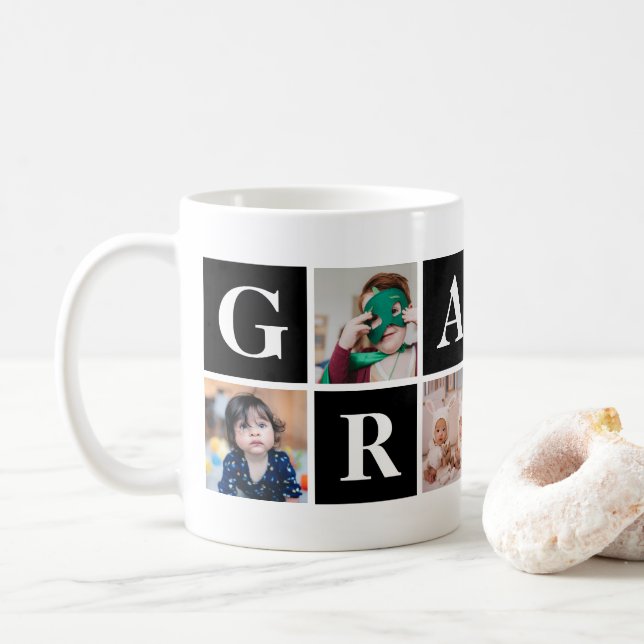 Collage photo noir cool Grandma et Grandpa Mugs (Avec donut)