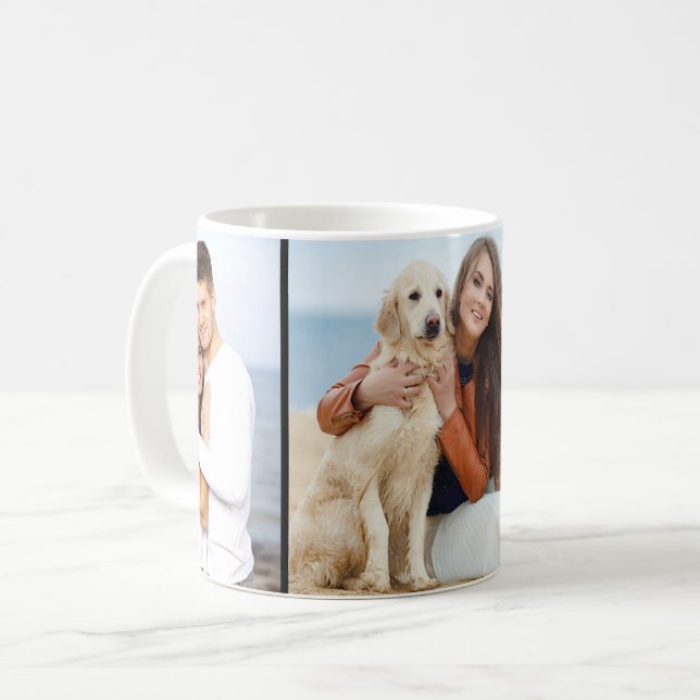 Collage photo personnalisé 3 classique Mug noir bl (Devant gauche)