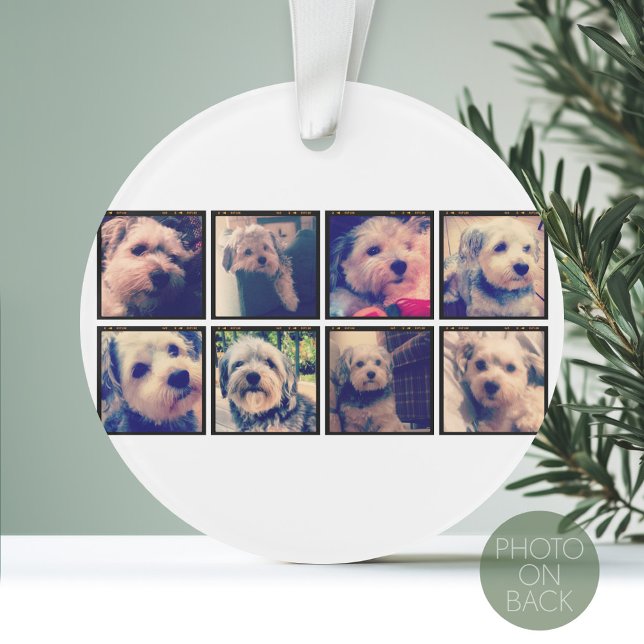 Collage photo personnalisé avec photos Carrés (Personalized Photo Ornament with a Photo also on the back)