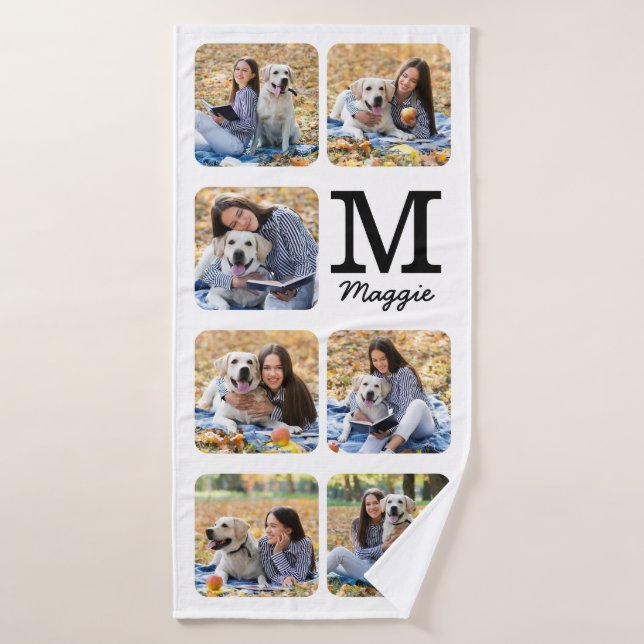 Collage photo personnalisé des Amoureux de les chi (Serviette de bain)