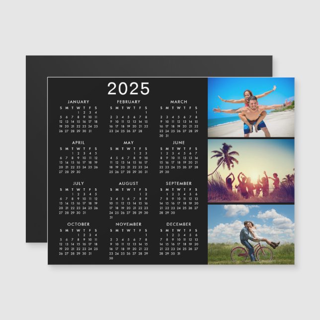Collage photo personnalisé Magnet Calendrier 2025 (Devant / Derrière)