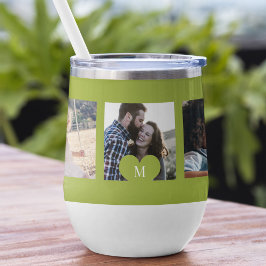 Collage photo personnalisé monogramme cœur vert