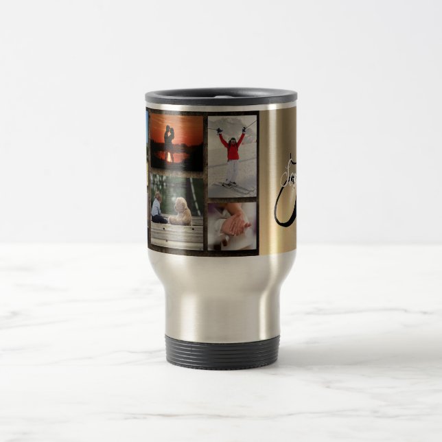 Collage photo personnalisé Mug de voyage (Centre)