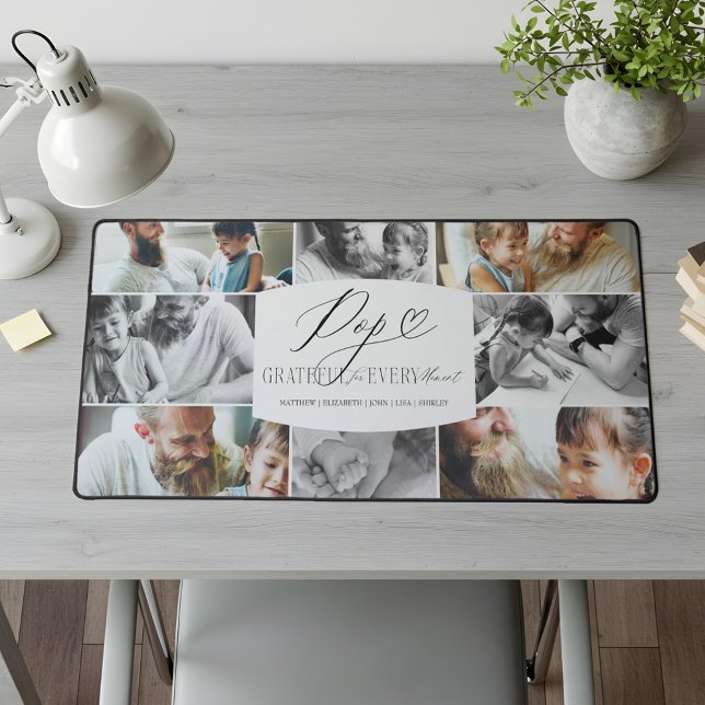 Collage Photo Pop sur mesure élégant Cadeau pour P (Pop Grateful for Every Moment Photo Collage Desk Mat)