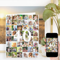 Collage photo pour 40 ans ou tout âge Grande carte