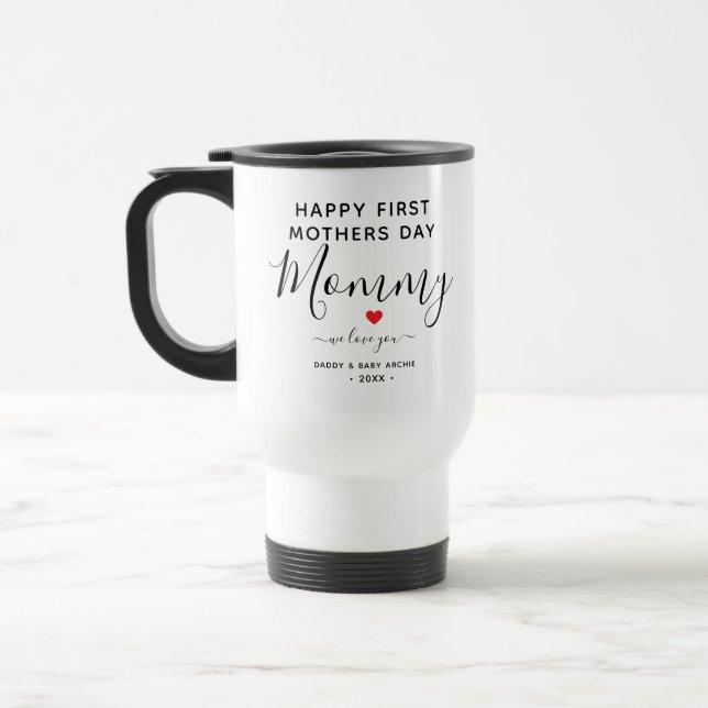 Collage photo simple et chic Mug avec coeur (Gauche)