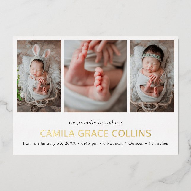 Collage photo simple Faire-part de naissance moder (Recto)