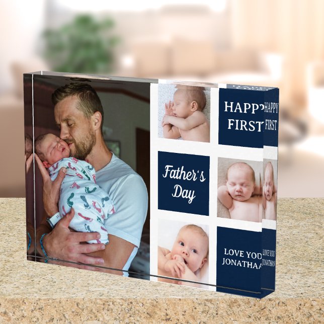 Collage Photos First Father's Day Navy blue Fotoblock (Von Creator hochgeladen)