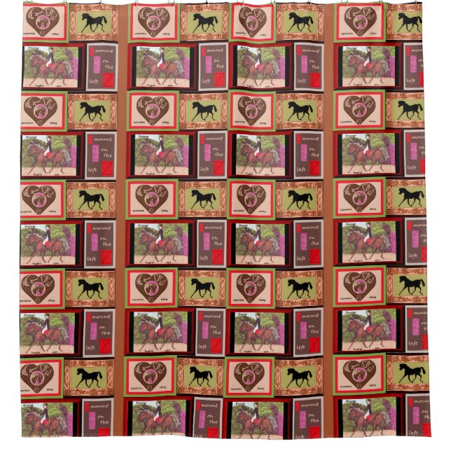 Collage Reitrian Dressage Horse Duschvorhang (Vorderseite)
