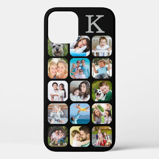 Collage Rounded Corners Monogram Black Case- Case-Mate iPhone Hülle (Rückseite)