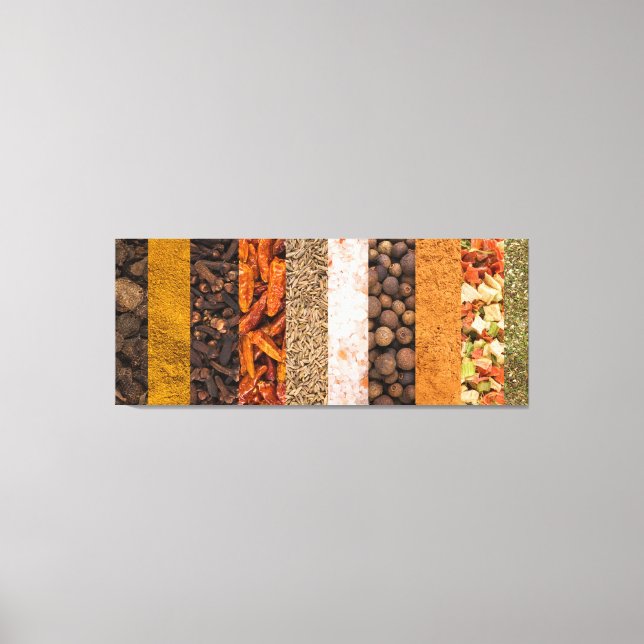 Collage Set von Gewürzen und Lebensmittelzutaten Leinwanddruck (Vorderseite)