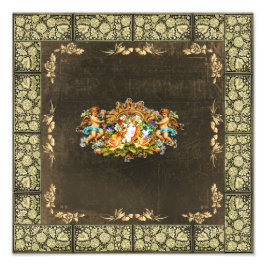 Collage Vintag Retro mit Spitzen und Blume Fotodruck