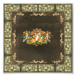 Collage Vintag Retro mit Spitzen und Blume Fotodruck