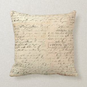 Collage Vintage Postkarten Schrift Kissen