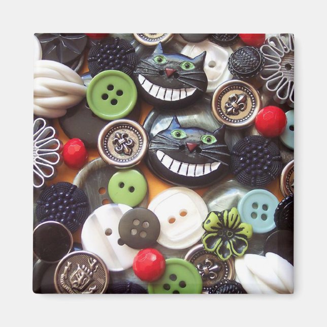 Collage with Black Cheshire Cat Buttons Magnet (Vorne)