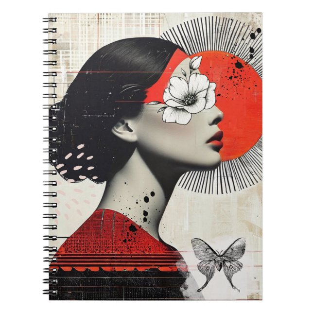 Collage with Moth | Notebook Notizblock (Vorderseite)